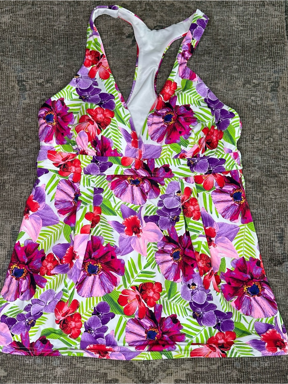 Lands End Womens Size 4 Tropical Multicolor Floral Tankini Swimsuit Top